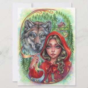 Carte d'art Little Red Riding Hood Wolf Fairytale