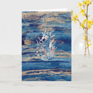 Carte d'art marine bleu côtier
