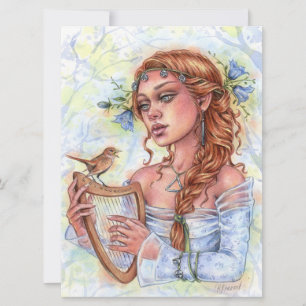 Carte d'art Melody Bell Flower Nightingale Bird Ha
