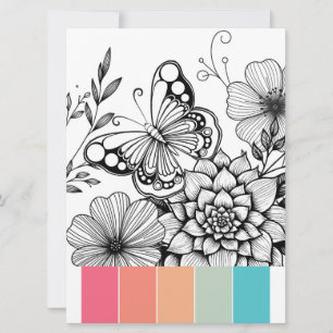 Carte d'art papillon avec jeux de couleurs