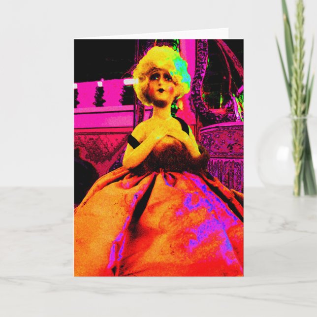 Carte d'art pop poupée vintage (Devant)