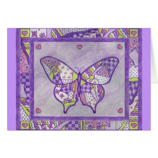 Carte d'art populaire Papillon Quilt (Devant horizontal)