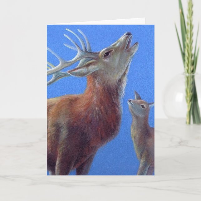 Carte d'art pour cerfs de Noël (Devant)