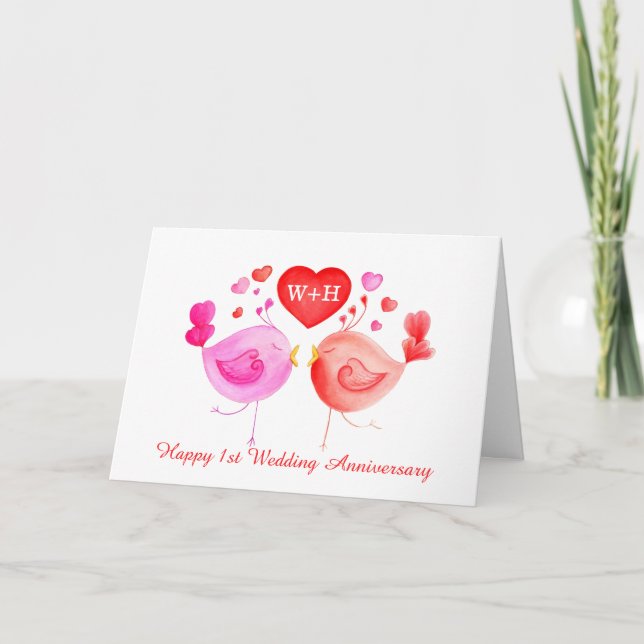 Carte d'art pour le 1er anniversaire de mariage av (Devant)