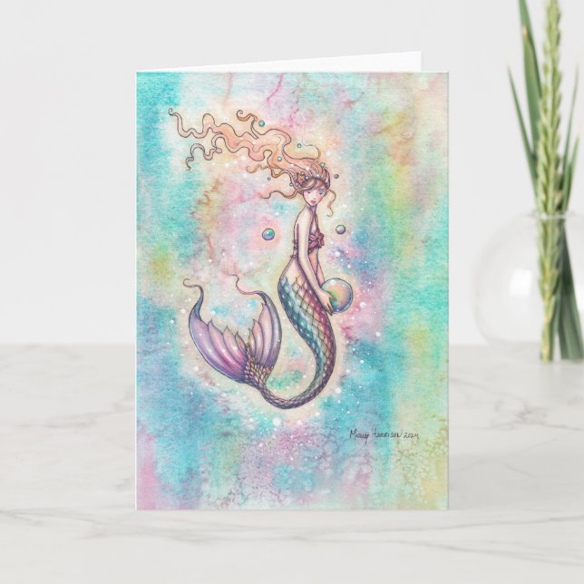 Carte d'art Rainbow Mermaid par Molly Harrison (Devant)