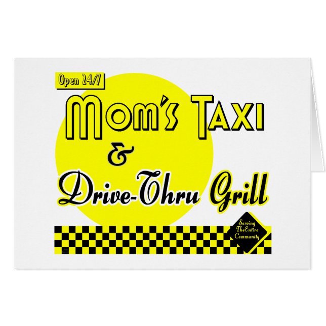 Carte d'art rétro Moms Taxi & Drive-Thru (Devant horizontal)
