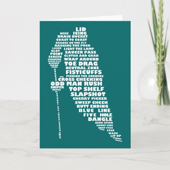 Carte d'art texte du joueur de hockey (Devant)
