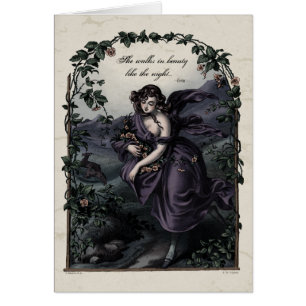 Carte d'art victorienne Byron "She Walk in Beauty"