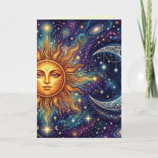Carte d'art vierge Lune et Soleil mystiques