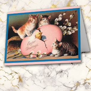 Carte d'art Vintage de Pâques Kittens