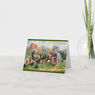 Carte d'Arthur Thiele Pâques - lapins recueillant