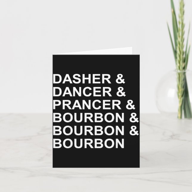 Carte Dasher Dancer Prancer &amp; Bourbon Funny Noël (Devant)