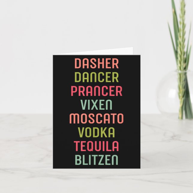 Carte Dasher Dancer Prancer Vixen Moscato Vodka Tequila  (Devant)