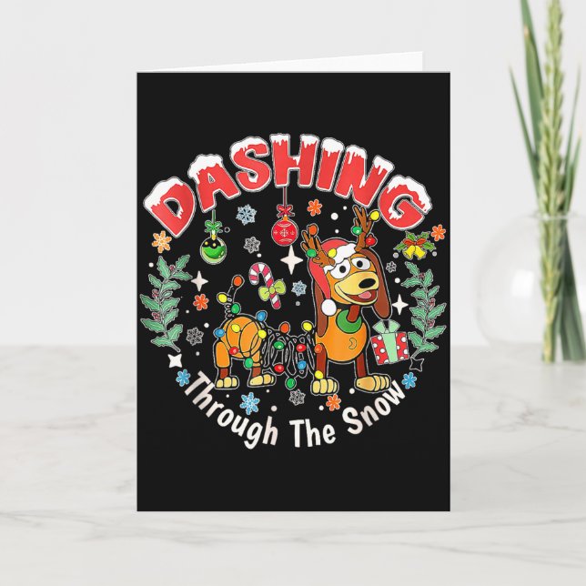 Carte Dashing Through The Snow, Dog Christmas, Funny Chr (Devant)