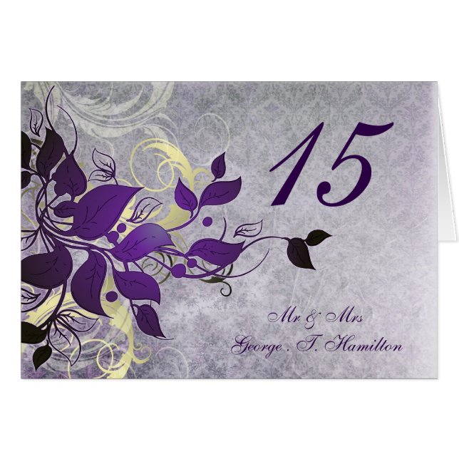 carte d'assise de la table de mariage violette feu (Devant Horizontal)