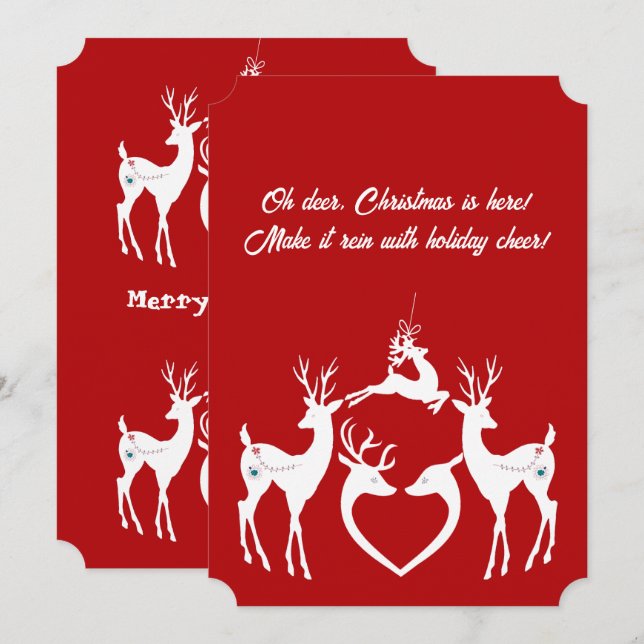 Carte d'assistance Père Noël blanche pour les renn (Devant / Derrière)