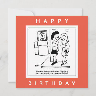 Carte Date conduit un rouleau compresseur Cartoon