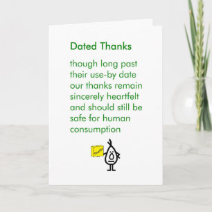 Carte Dated Thanks - Un poème amusant en Merci Belated