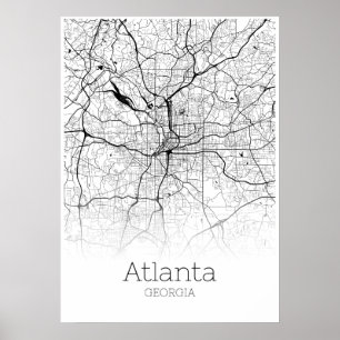 Carte d'Atlanta - la Géorgie - affiche de carte de