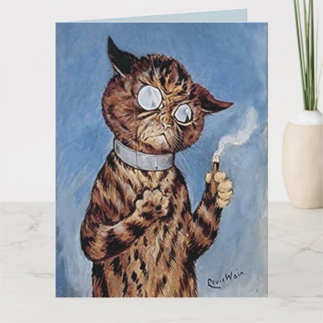 CARTE D'ATTENTE D'ANNIVERSAIRE CAT DAD CIGAR LOUIS (Devant)