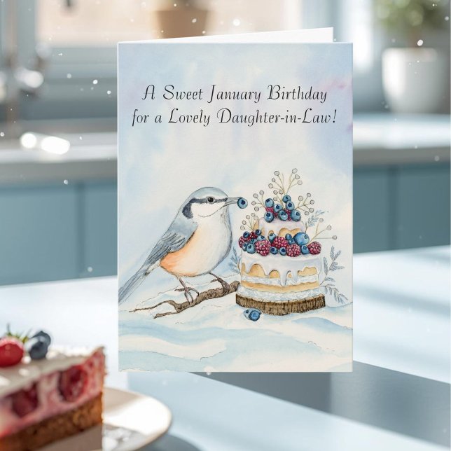 Carte Daughter-in-Law Happy January Birthday Nuthatch  (Créateur téléchargé)