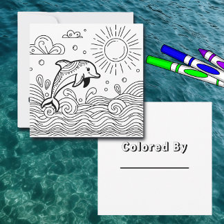 Carte Dauphin dans les vagues | Page de coloriage de l'e