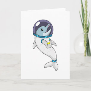 Carte Dauphin en astronaute en costume