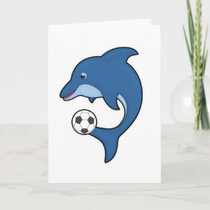 Carte Dauphin en joueur de football avec ballon de footb
