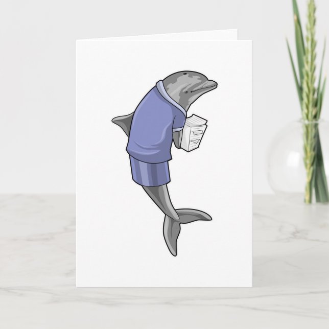 Carte Dauphin en secrétaire avec pile de papiers (Devant)