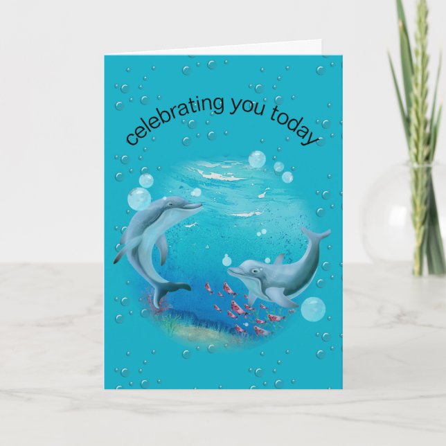 Carte Dauphins D'Anniversaire Sur La Planète Terre (Devant)