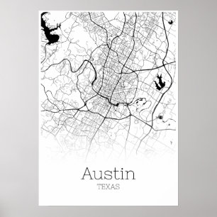 Carte d'Austin - le Texas - affiche de carte de