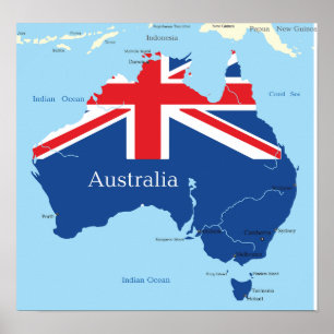 Carte d'Australie Poster