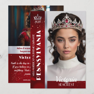Carte d'autographe de concours de beauté Rouge Gla