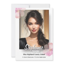 Carte d'autographe de concours rose blanc floral L