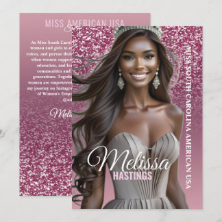 Carte d'autographe de concours Rose Gold Sparkle P