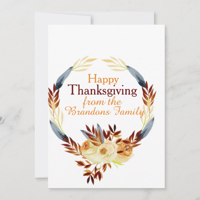 Carte d'automne Thanksgiving personnalisée (Devant)