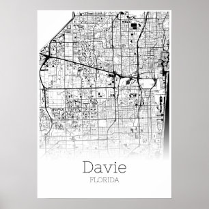 Carte Davie - Floride - Carte de ville Poster