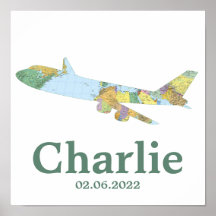 Carte d'avion Décoration de nurserie Personnalisée