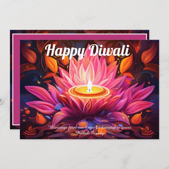 Carte Dawn de Diya Diwali (Devant / Derrière)
