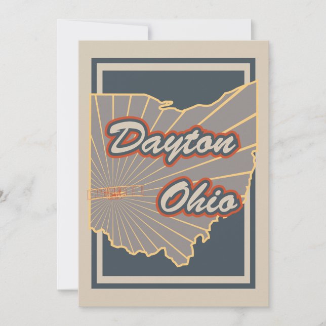 Carte Dayton, Ohio Art Print - Travel Artwork v2 (Devant)