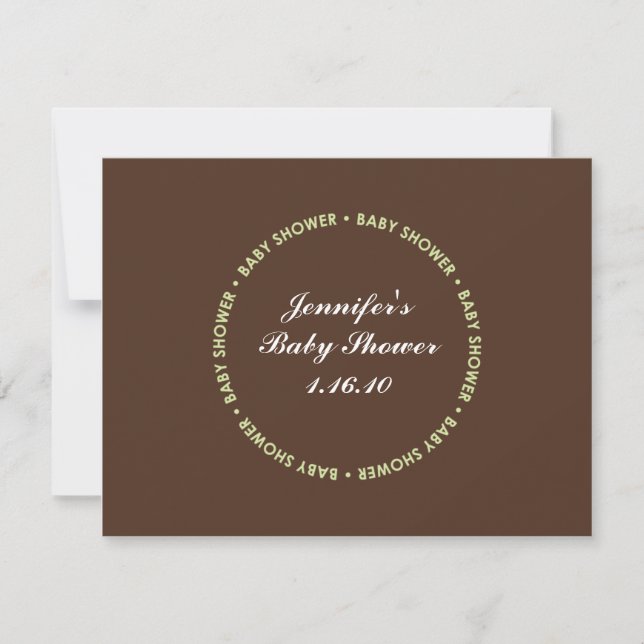 Carte d'Baby shower - Brown et vert (Devant)
