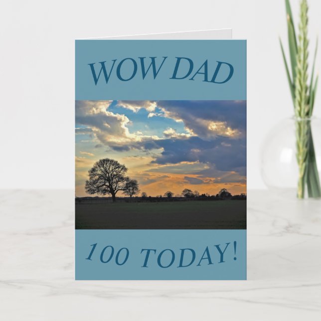Carte de 100 ans pour Papa avec ciel de coucher de (Devant)
