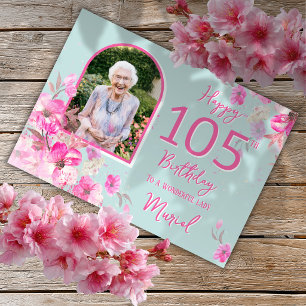 Carte de 105e anniversaire avec photo simple de fl