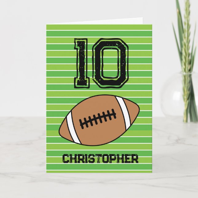 Carte de 10e anniversaire de football vert (Devant)