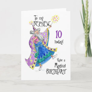 Carte de 10e anniversaire de magicien pour un Neph