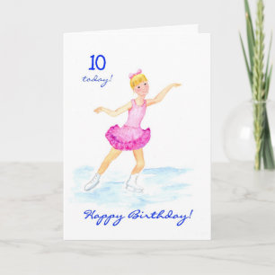 Carte de 10e anniversaire de patinage sur glace po