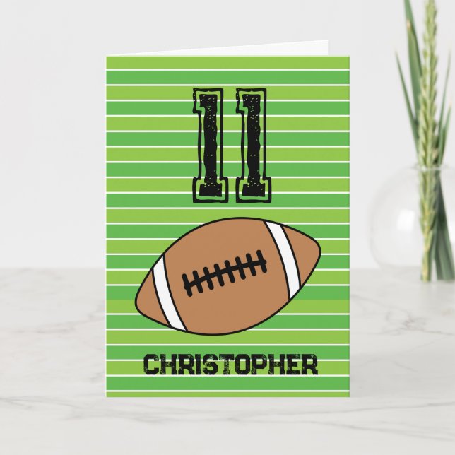 Carte de 11e anniversaire de football vert (Devant)
