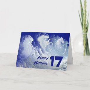 Carte de 17ème anniversaire avec des chevaux de su