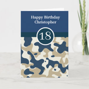 Carte de 18e anniversaire du Camouflage bleu de la