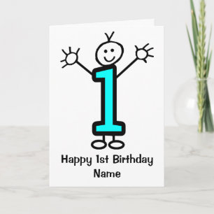 Carte de 1er anniversaire de mignonette Boy Blue F